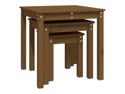 vidaxl Mesa De Centro*Mesas de encastrar 3 pcs madeira de pinho maciça castanho mel Natural claro