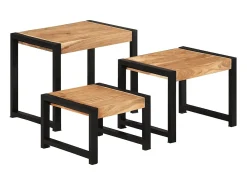 vidaxl Mesa De Centro*Mesas de encastrar 3 pcs madeira maciça Natural claro