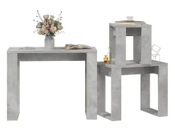 vidaxl Mesa De Centro*Mesas de encastrar 3 pcs madeira processada cinza cimento Cinzento