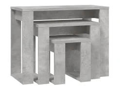 vidaxl Mesa De Centro*Mesas de encastrar 3 pcs madeira processada cinza cimento Cinzento