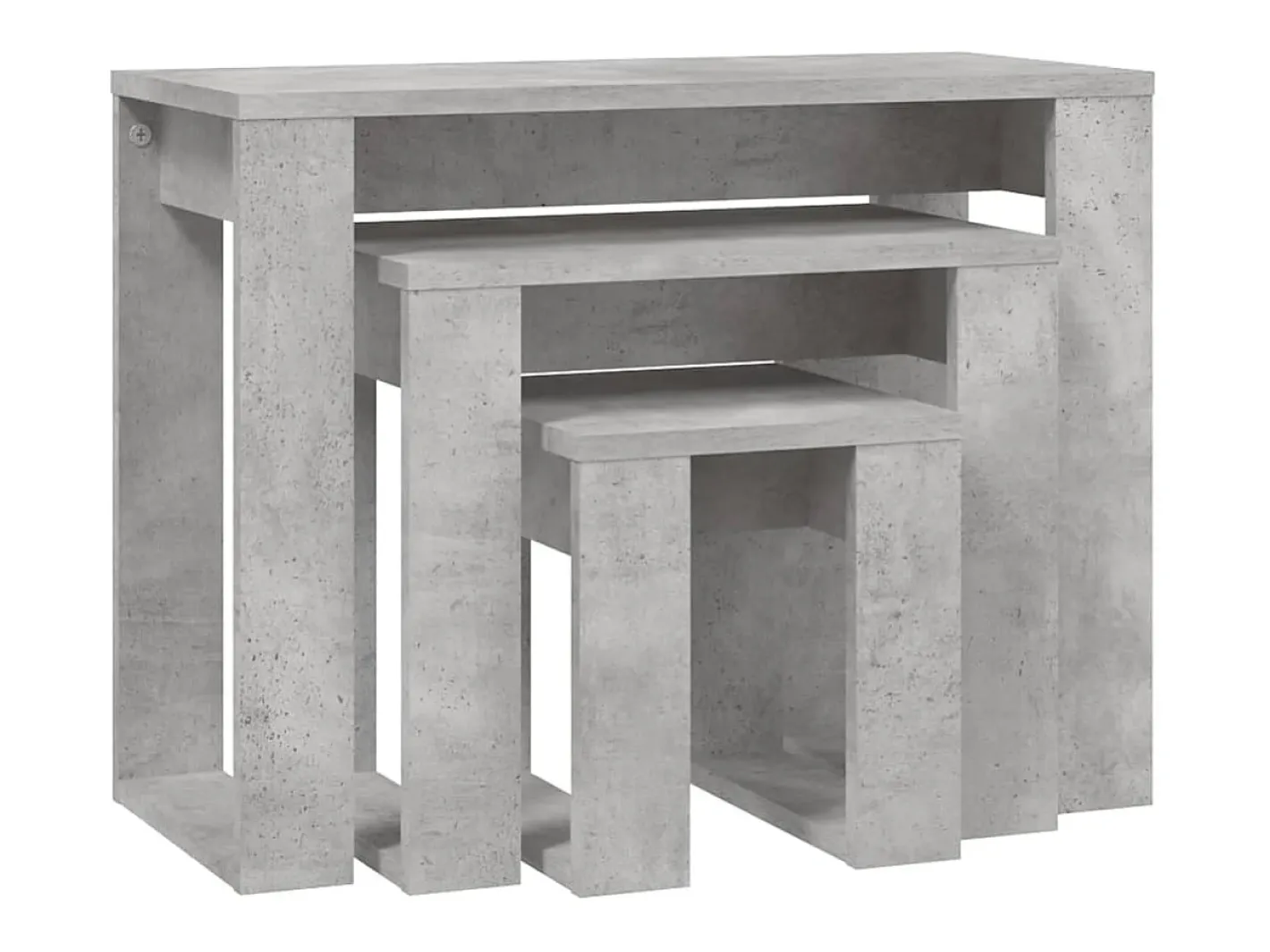 vidaxl Mesa De Centro*Mesas de encastrar 3 pcs madeira processada cinza cimento Cinzento