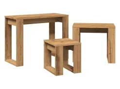 vidaxl Mesa De Centro*Mesas de encastrar 3pcs derivados de madeira carvalho artisiano Natural claro