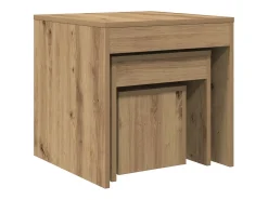 vidaxl Mesa De Centro*Mesas de encastrar 3pcs derivados de madeira carvalho artisiano Natural claro