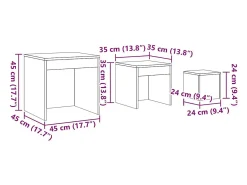 vidaxl Mesa De Centro*Mesas de encastrar 3pcs derivados de madeira carvalho artisiano Natural claro