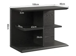 Mesas Laterais de Sala de Estar Preta, Mesas Laterais de 3 Andares com Armazenamento, Mesa de Cabeceira Moderna^Tribesigns