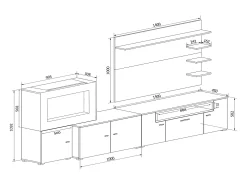 Sale Mobiliário com lareira eléctrica com 5 níveis de chama, Mate e Brilhante, 290x45x170cm Móvel De Tv