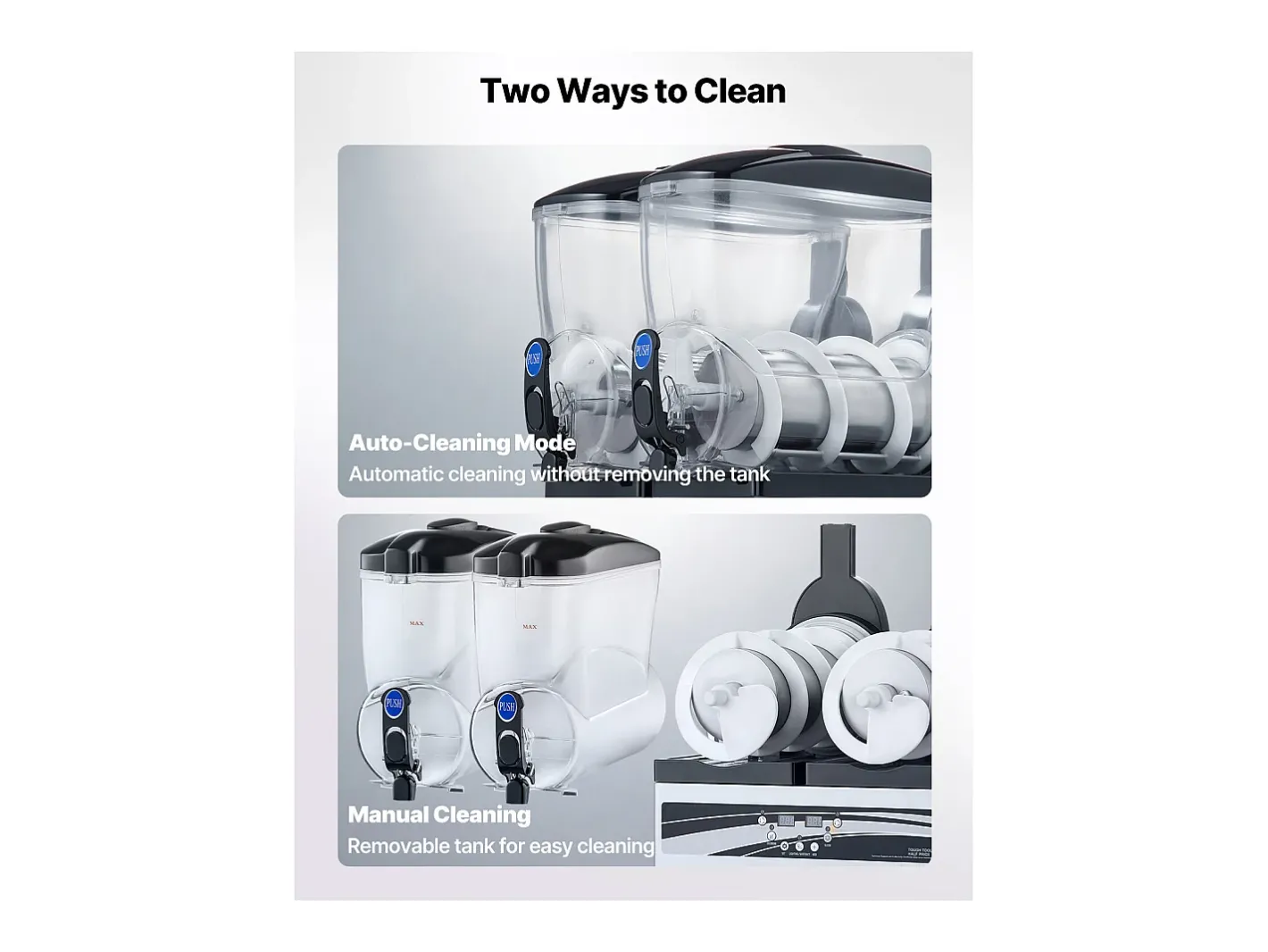 Máquina de Granito SucceBuy, 2 Reservatórios de 15 L, Aço Inoxidável, Distribuidor de Bebidas Geladas, para Casa, Restaurantes, Cafés, Bares^ Hot