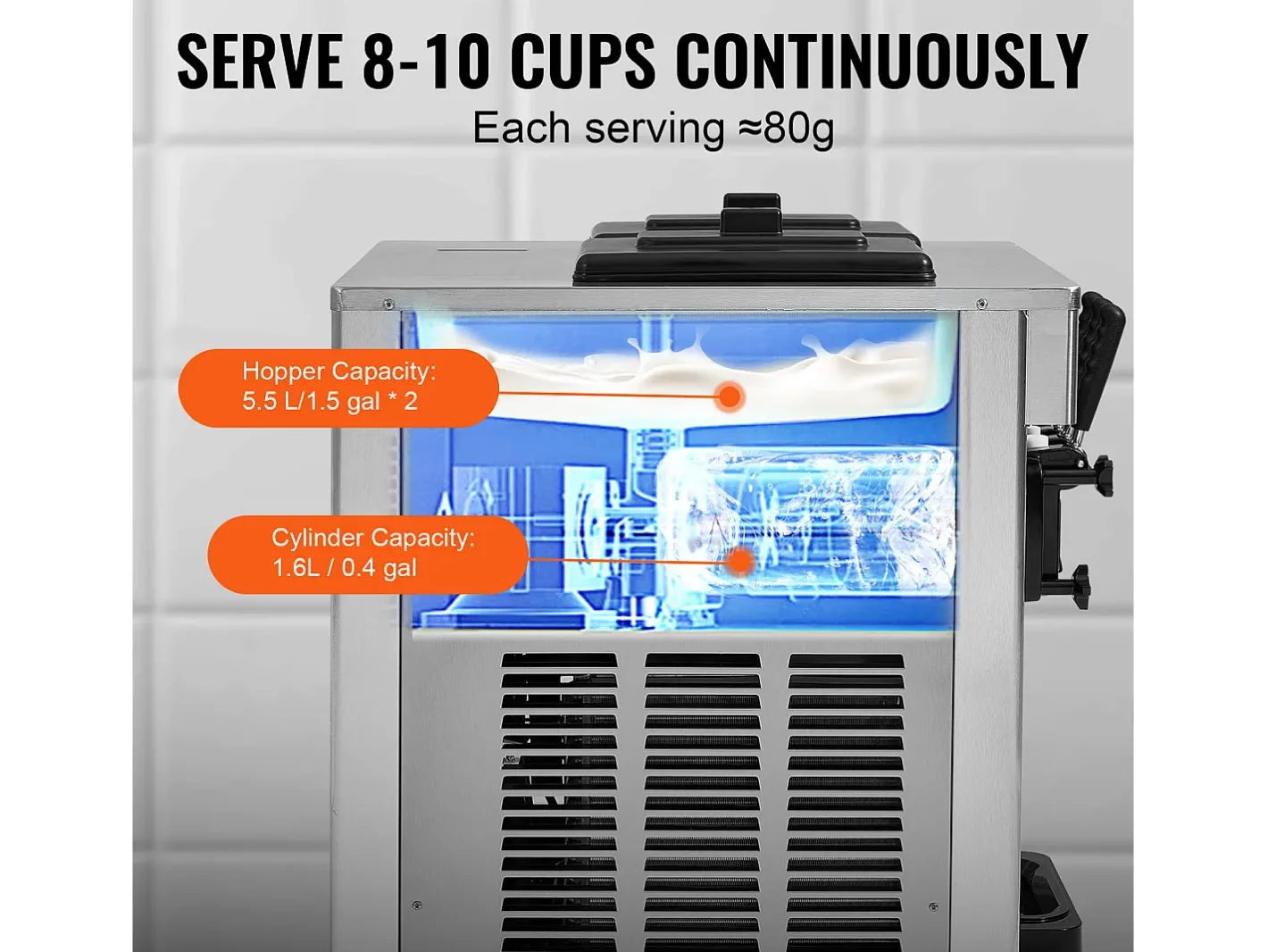 Discount Máquina de Sorvete SucceBuy, Aparelho de Gelo Italiano 3 Sabores 18-28 L/h, para Qualquer Aventura de Campismo Acessório Vinho E Bar
