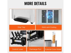 Discount Máquina de Sorvete SucceBuy, Aparelho de Gelo Italiano 3 Sabores 18-28 L/h, para Qualquer Aventura de Campismo Acessório Vinho E Bar