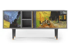 Móvel De Tv*Mueble de TV - 150х69х41 cm - T5 - Café Terrace at Night, Cinza Cinzento
