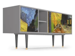Móvel De Tv*Mueble de TV - 150х69х41 cm - T5 - Café Terrace at Night, Cinza Cinzento