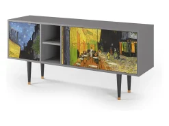 Móvel De Tv*Mueble de TV - 150х69х41 cm - T5 - Café Terrace at Night, Cinza Cinzento