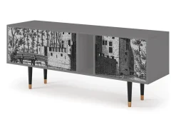 Móvel De Tv*Mueble de TV - 170х69х48 cm - T1 - Castle with Bridge, Cinza Cinzento
