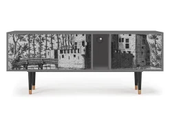 Móvel De Tv*Mueble de TV - 170х69х48 cm - T1 - Castle with Bridge, Cinza Cinzento