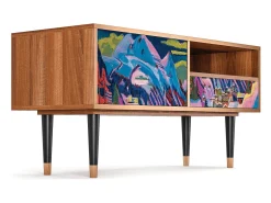 Móvel De Tv*Mueble de TV - 115х59х48 cm - T3 - Davos Winter, Nogueira Castanho