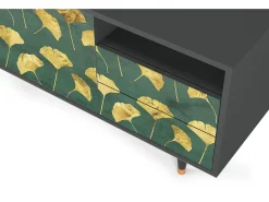 Best Mueble de TV - 125х56х41 cm - T7 - Gingko leaves, Antracite Móvel De Tv