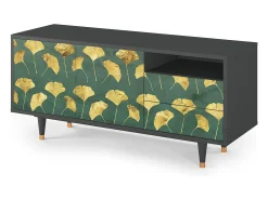 Best Mueble de TV - 125х56х41 cm - T7 - Gingko leaves, Antracite Móvel De Tv