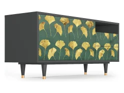 Best Mueble de TV - 125х56х41 cm - T7 - Gingko leaves, Antracite Móvel De Tv