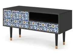 Best Mueble de TV - 115х59х48 cm - T3 - Lovely Cornflowers, Antracite Móvel De Tv