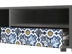 Best Mueble de TV - 115х59х48 cm - T3 - Lovely Cornflowers, Antracite Móvel De Tv