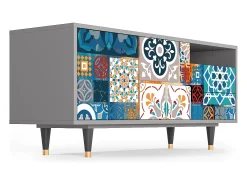 Móvel De Tv*Mueble de TV - 125х56х41 cm - T7 - Moroccan Market, Cinza Cinzento