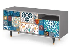 Móvel De Tv*Mueble de TV - 125х56х41 cm - T7 - Moroccan Market, Cinza Cinzento