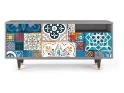Móvel De Tv*Mueble de TV - 125х56х41 cm - T7 - Moroccan Market, Cinza Cinzento