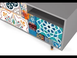 Móvel De Tv*Mueble de TV - 125х56х41 cm - T7 - Moroccan Market, Cinza Cinzento