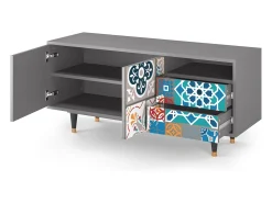 Móvel De Tv*Mueble de TV - 125х56х41 cm - T7 - Moroccan Market, Cinza Cinzento