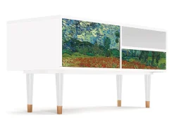 Móvel De Tv*Mueble de TV - 115х59х48 cm - T3 - Poppy field by van Gogh, Branco Bege