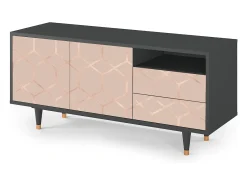 Best Mueble de TV - 125х56х41 cm - T7 - Rose Honeycomb, Antracite Móvel De Tv