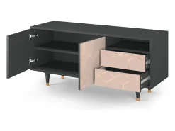 Best Mueble de TV - 125х56х41 cm - T7 - Rose Honeycomb, Antracite Móvel De Tv