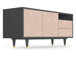 Best Mueble de TV - 125х56х41 cm - T7 - Rose Honeycomb, Antracite Móvel De Tv