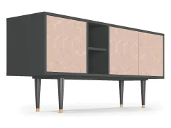 Best Mueble de TV - 150х69х41 cm - T5 - Rose Honeycomb, Antracite Móvel De Tv