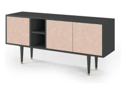 Best Mueble de TV - 150х69х41 cm - T5 - Rose Honeycomb, Antracite Móvel De Tv
