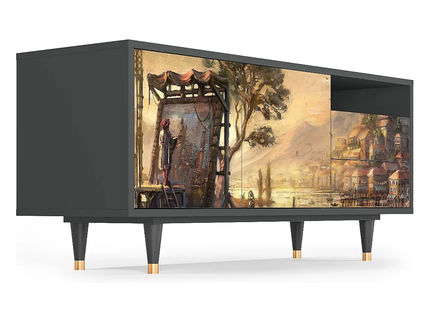 Best Mueble de TV - 125х56х41 cm - T7 - Venice, Antracite Móvel De Tv