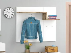 Clearance Móveis de entrada Yuri, entrada multifuncional moderna, armário multiuso para hall de entrada, 100% Fabricado na Itália, 120x40h54 cm, brilhante e bordo Cabide De Pé