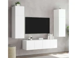 vidaxl Móvel De Tv*Móveis de parede p/ TV com luzes LED 2 pcs 80x35x31 cm Branco