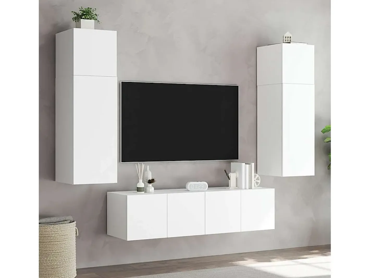 vidaxl Móvel De Tv*Móveis de parede p/ TV com luzes LED 2 pcs 80x35x31 cm Branco