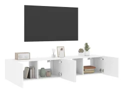 vidaxl Móvel De Tv*Móveis de parede p/ TV com luzes LED 2 pcs 80x35x31 cm Branco