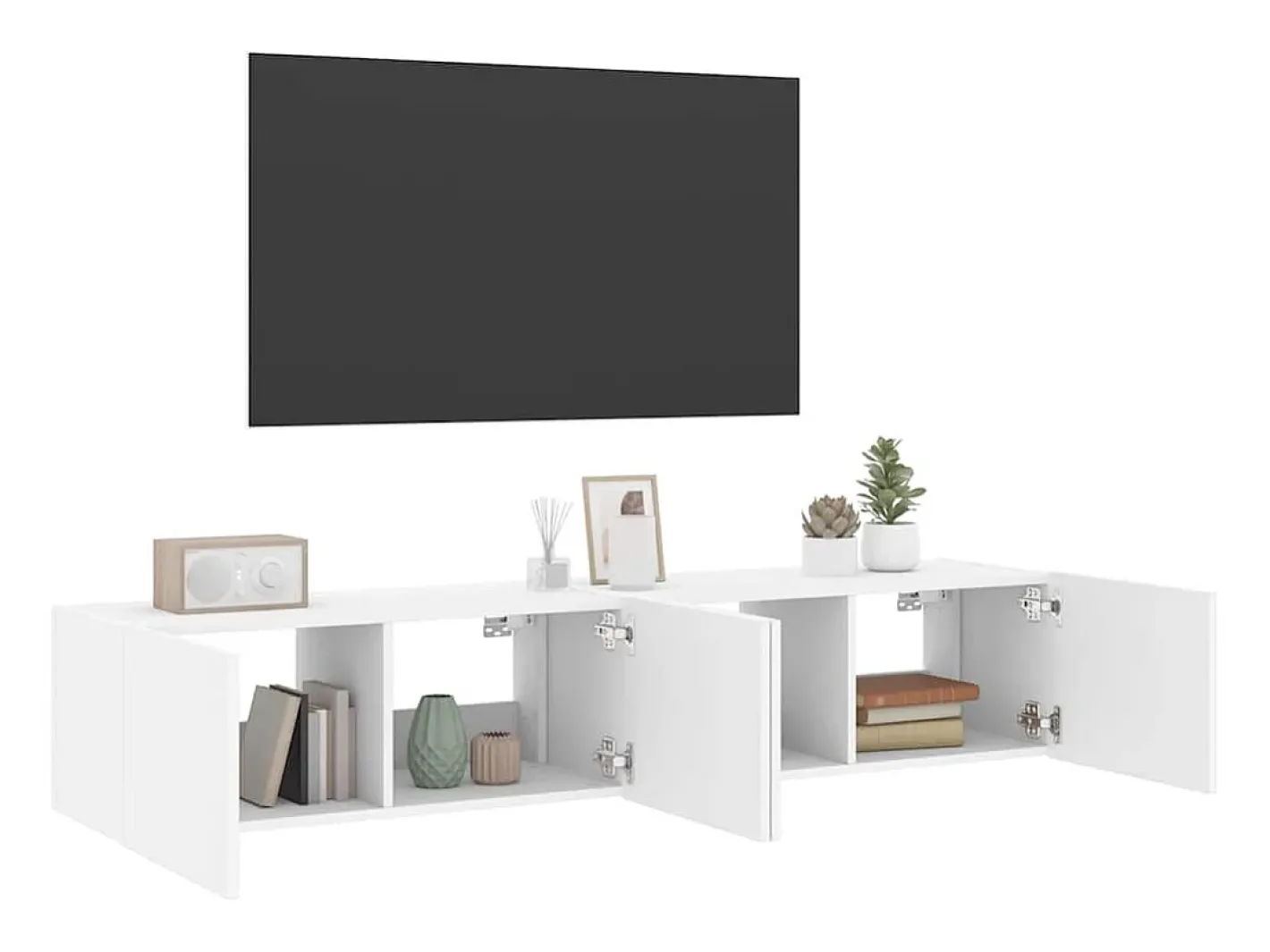 vidaxl Móvel De Tv*Móveis de parede p/ TV com luzes LED 2 pcs 80x35x31 cm Branco