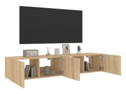 vidaxl Móvel De Tv*Móveis de parede para TV com luzes LED 2 pcs carvalho sonoma Castanho