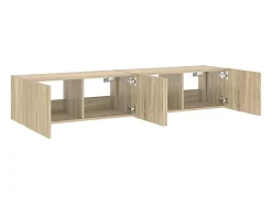 vidaxl Móvel De Tv*Móveis de parede para TV com luzes LED 2 pcs carvalho sonoma Castanho