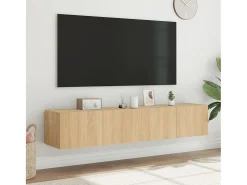 vidaxl Móvel De Tv*Móveis de parede para TV com luzes LED 2 pcs carvalho sonoma Castanho