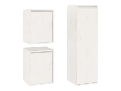 vidaxl Móvel De Tv*Móveis de TV 3 pcs madeira de pinho maciça Branco