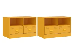 vidaxl Móvel De Tv*Móveis de TV 2 pcs 67x39x44 cm aço mostarda Amarelo