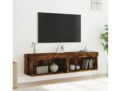 vidaxl Móvel De Tv*Móveis de TV c/ luzes LED 2 pcs 60x30x30 cm carvalho fumado Castanho