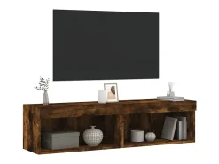 vidaxl Móvel De Tv*Móveis de TV c/ luzes LED 2 pcs 60x30x30 cm carvalho fumado Castanho