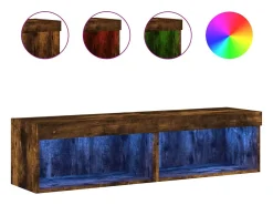 vidaxl Móvel De Tv*Móveis de TV c/ luzes LED 2 pcs 60x30x30 cm carvalho fumado Castanho