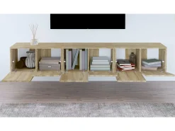 vidaxl Móvel De Tv*Móveis de TV para parede 3 pcs 60x30x30 cm carvalho sonoma Castanho